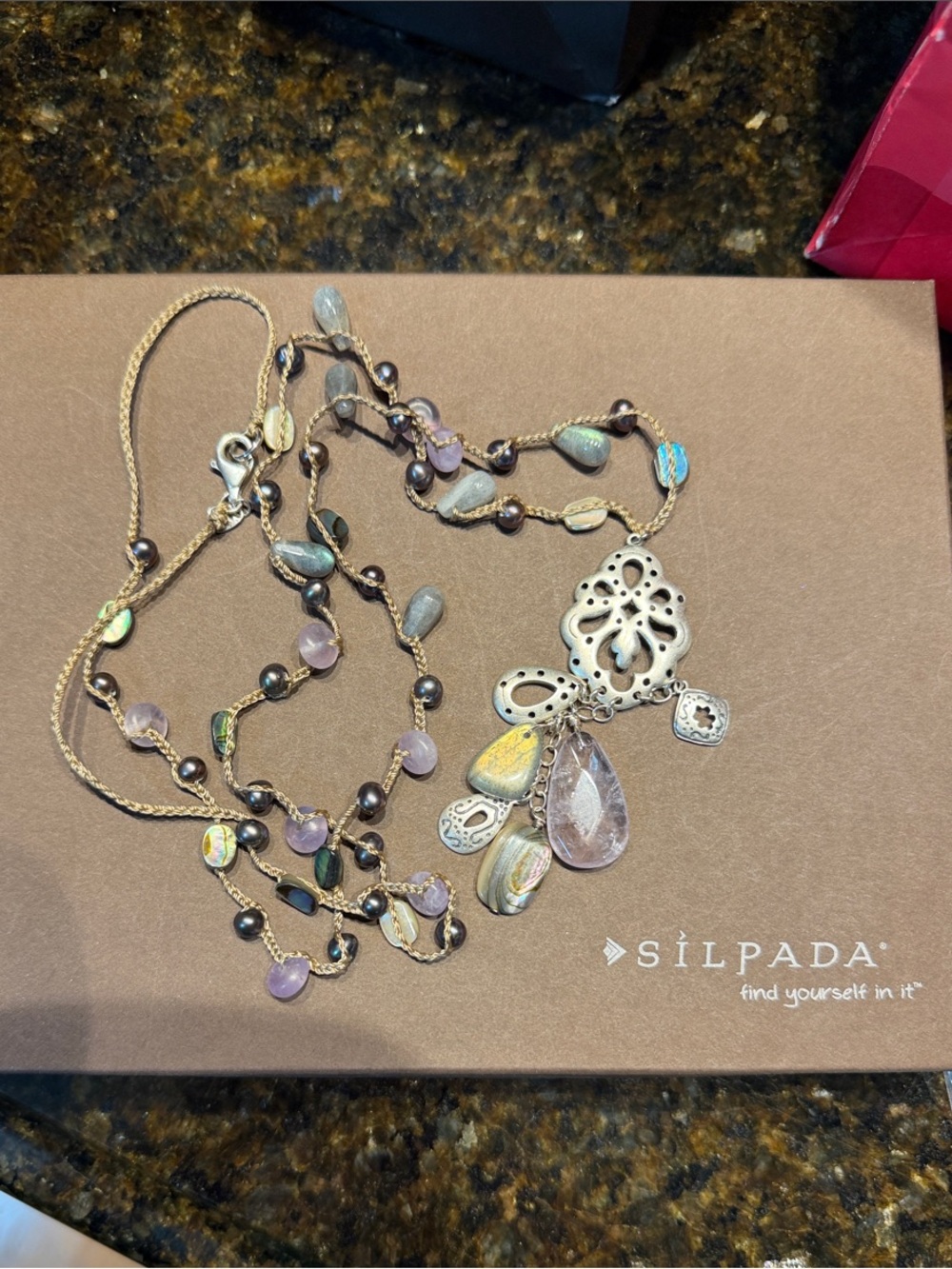 Silpada Multi-Stone Pendant Necklace in Pastel & Metallic Tones